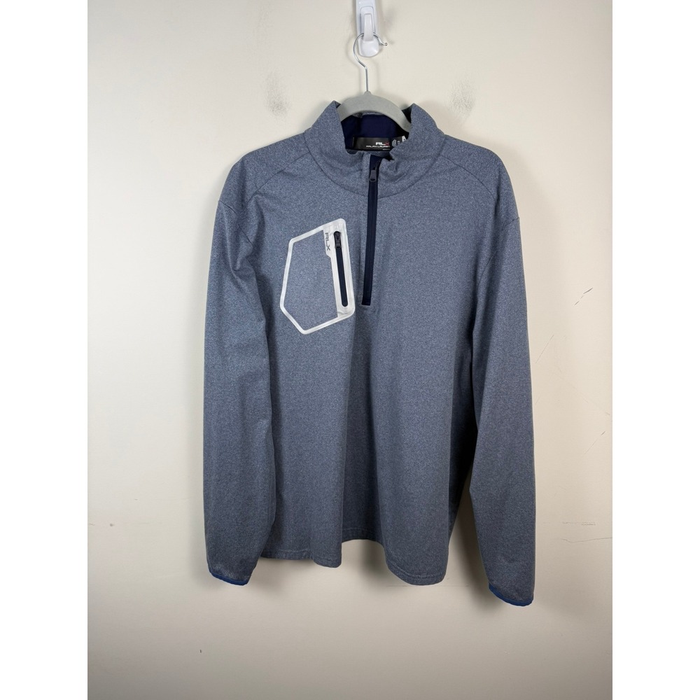 RLX Ralph Lauren Mens XXL Blue Heathered Quarter Zip Golf Pullover Sweatshirt